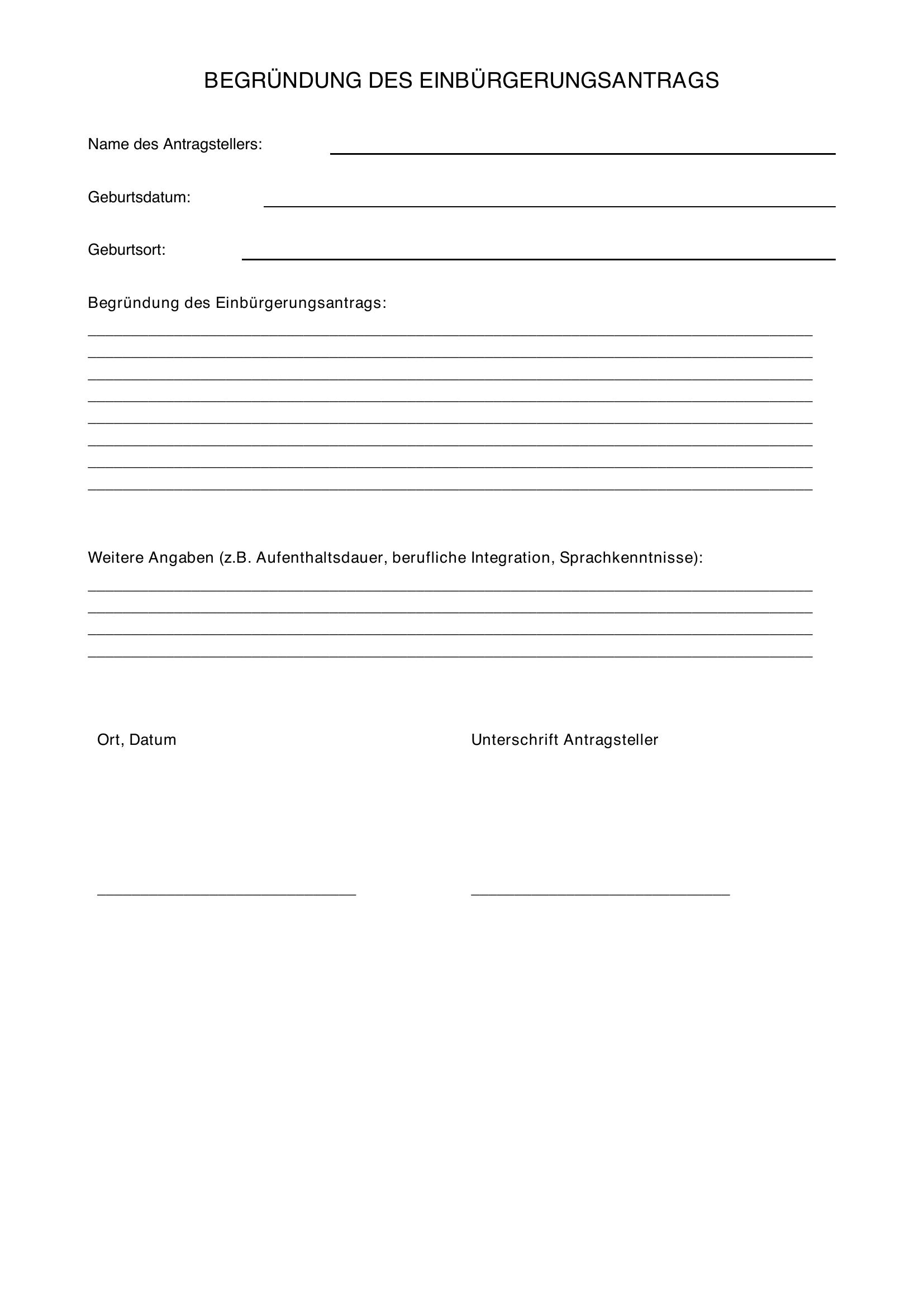Begründung Des Einbürgerungsantrags