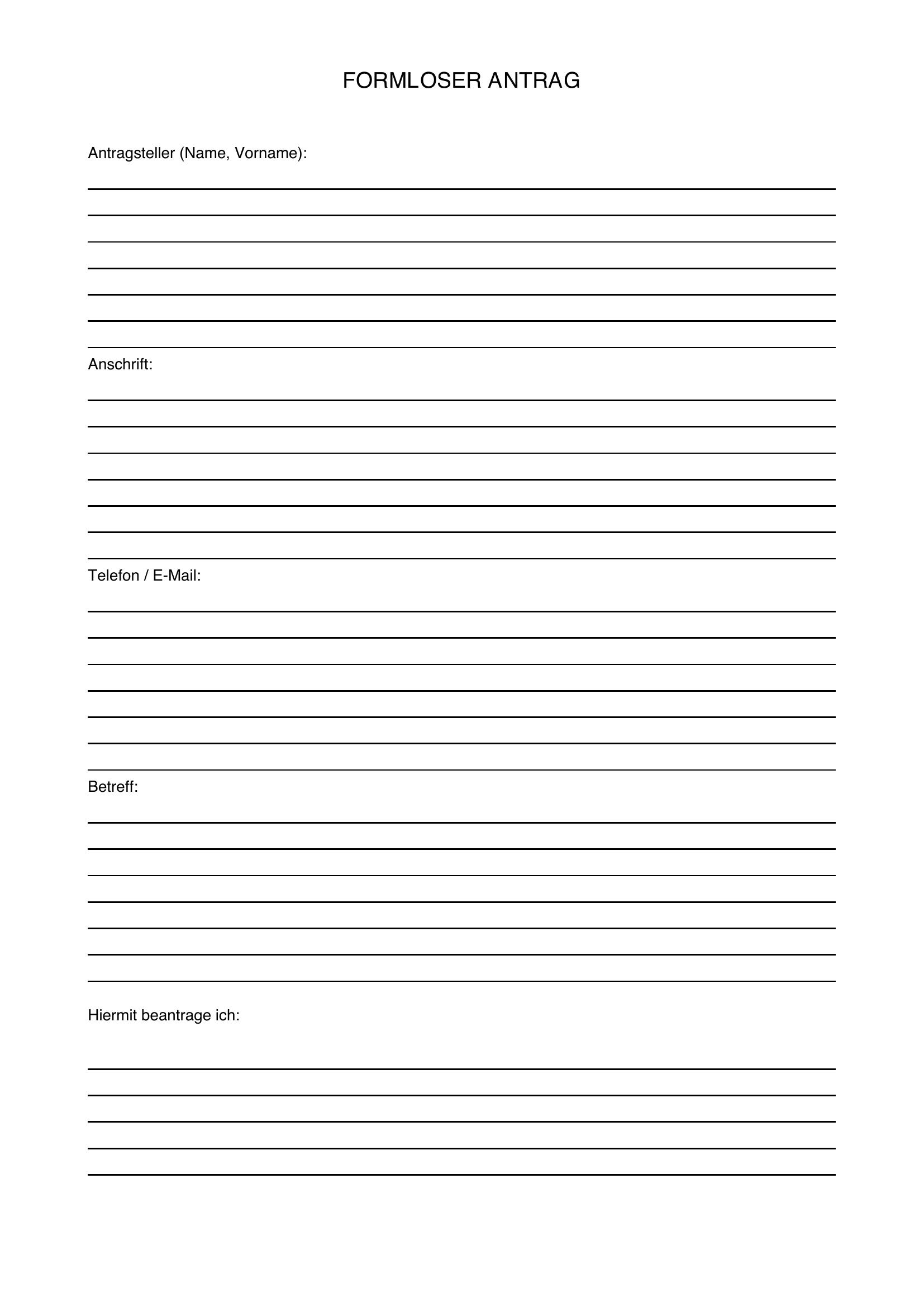Formloser Antrag Vorlage