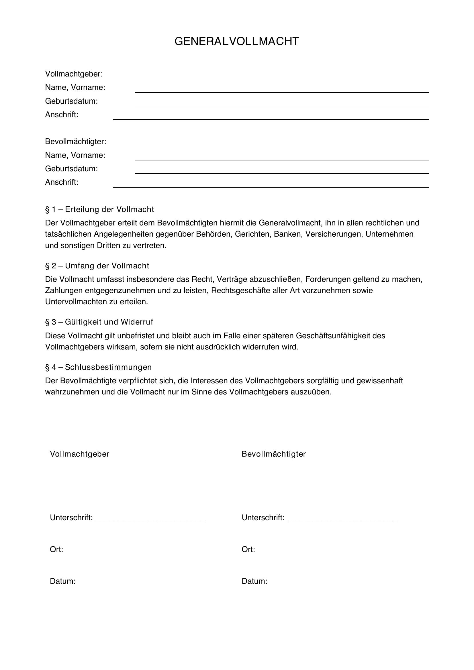 Generalvollmacht Malteser