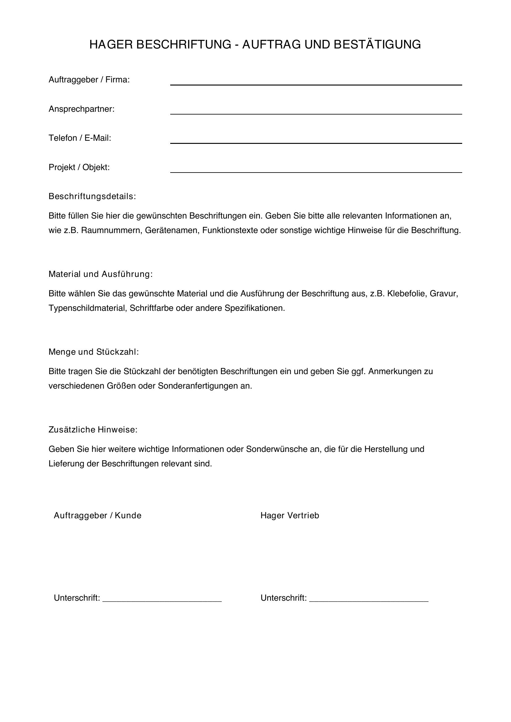 Hager Beschriftung Vorlage