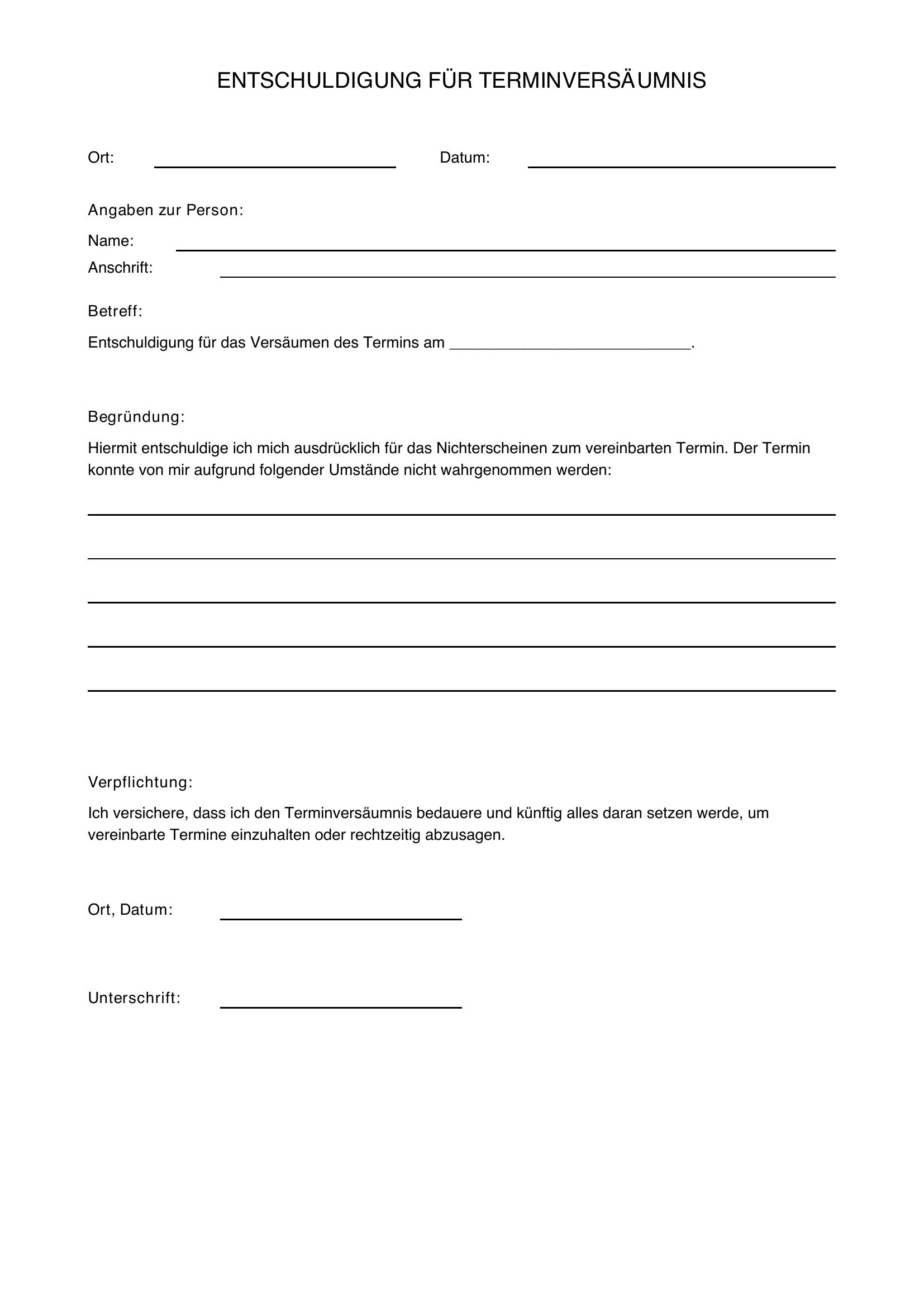 Termin Verpasst Entschuldigung Email Muster